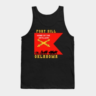 Fort SIll, Home of Artillery Guidon w Cassion - Black X 300 Tank Top